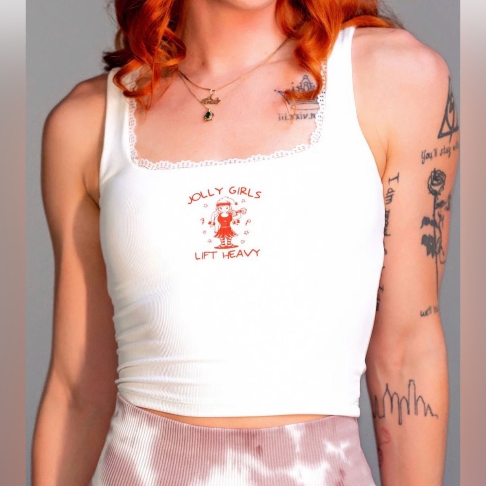 JOLLY GIRLS LIFT HEAVY- CAMI TOP (BUILT IN BRA)